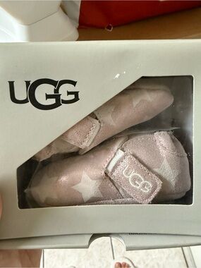 UGG Kids Pink Star Hook-and-Loop Slip-On Shoes